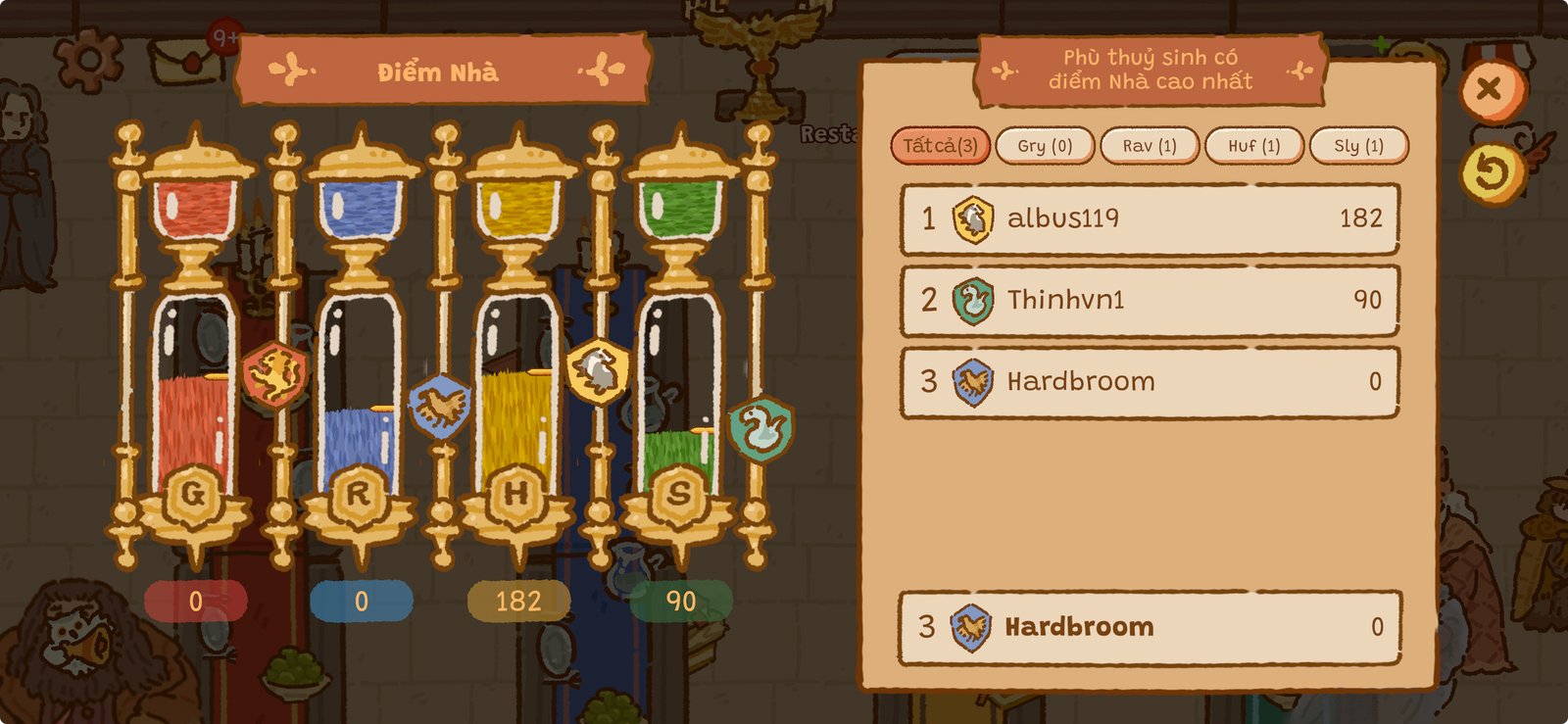 Điểm Nhà — house points hourglasses